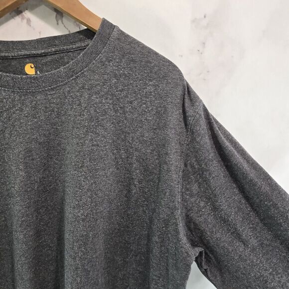 Carhartt T Shirt Mens Large Dark Grey Orange Original Fit Long Sleeve Spellout - Picture 10 of 11